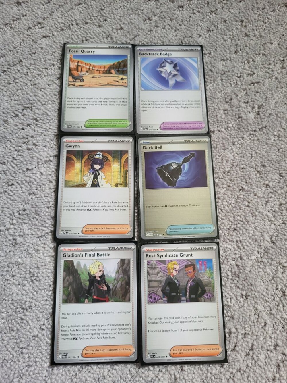 Set of 6 Pokémon ME05 Pitch Black Trainer cards NM